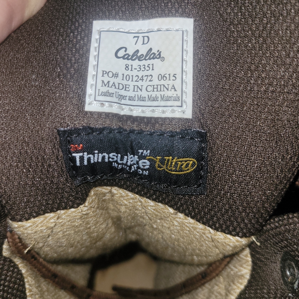 Cabela's Brown Leather Dry Plus Waterproof Winter Boots 7D - Picture 6 of 6
